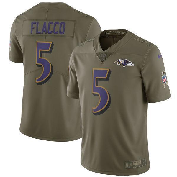 Joe Flacco Baltimore Ravens Salute To Service Limited Jersey - Olive