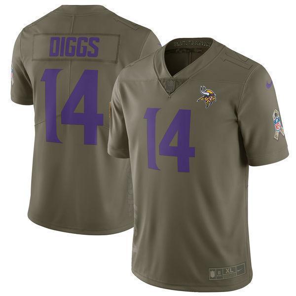 Stefon Diggs Minnesota Vikings Salute To Service Limited Jersey - Olive
