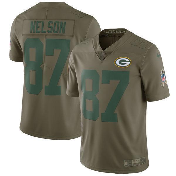 Jordy Nelson Green Bay Packers Salute To Service Limited Jersey - Olive