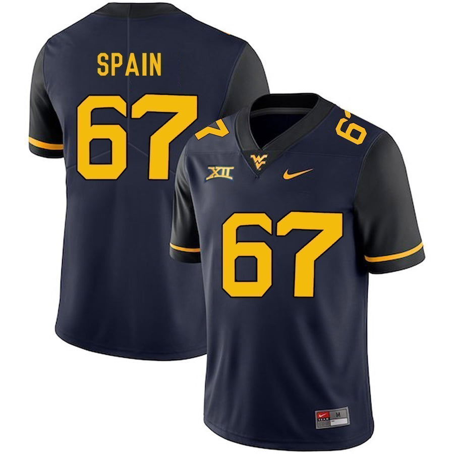 Quinton Spain West Virginia Mountaineers Football Jersey - Navy