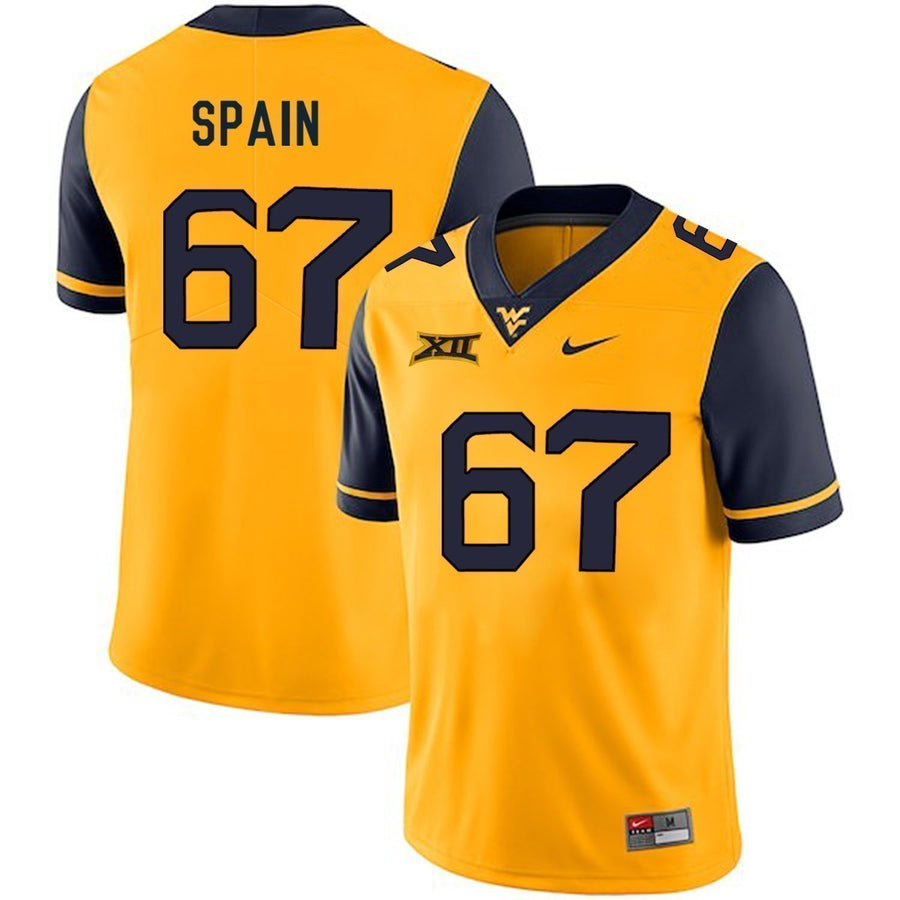 Quinton Spain West Virginia Mountaineers Football Jersey - Yellow