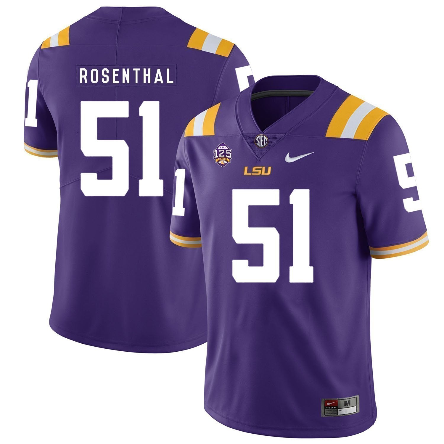Dare Rosenthal LSU Tigers Football Jersey - Purple