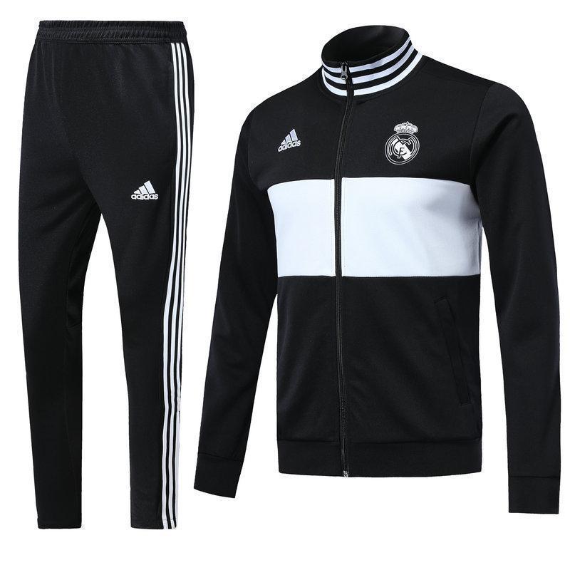Real Madrid Black 3-Stripe Tracksuit Training Jackets and Pants 2018/19