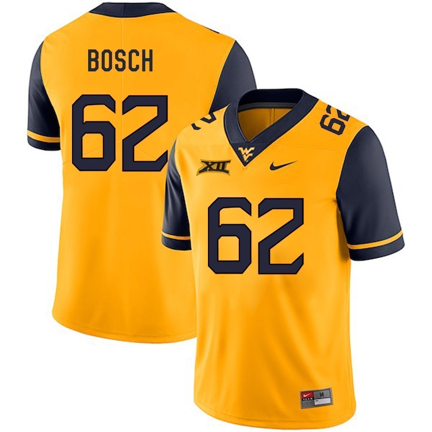 Kyle Bosch West Virginia Mountaineers Football Jersey - Yellow