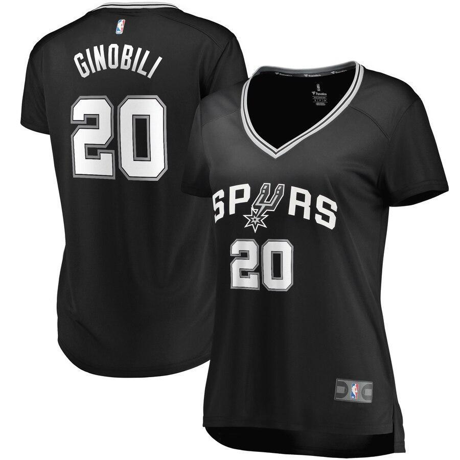 Manu Ginobili San Antonio Spurs Women's Fast Break Replica Jersey - Icon Edition – Black