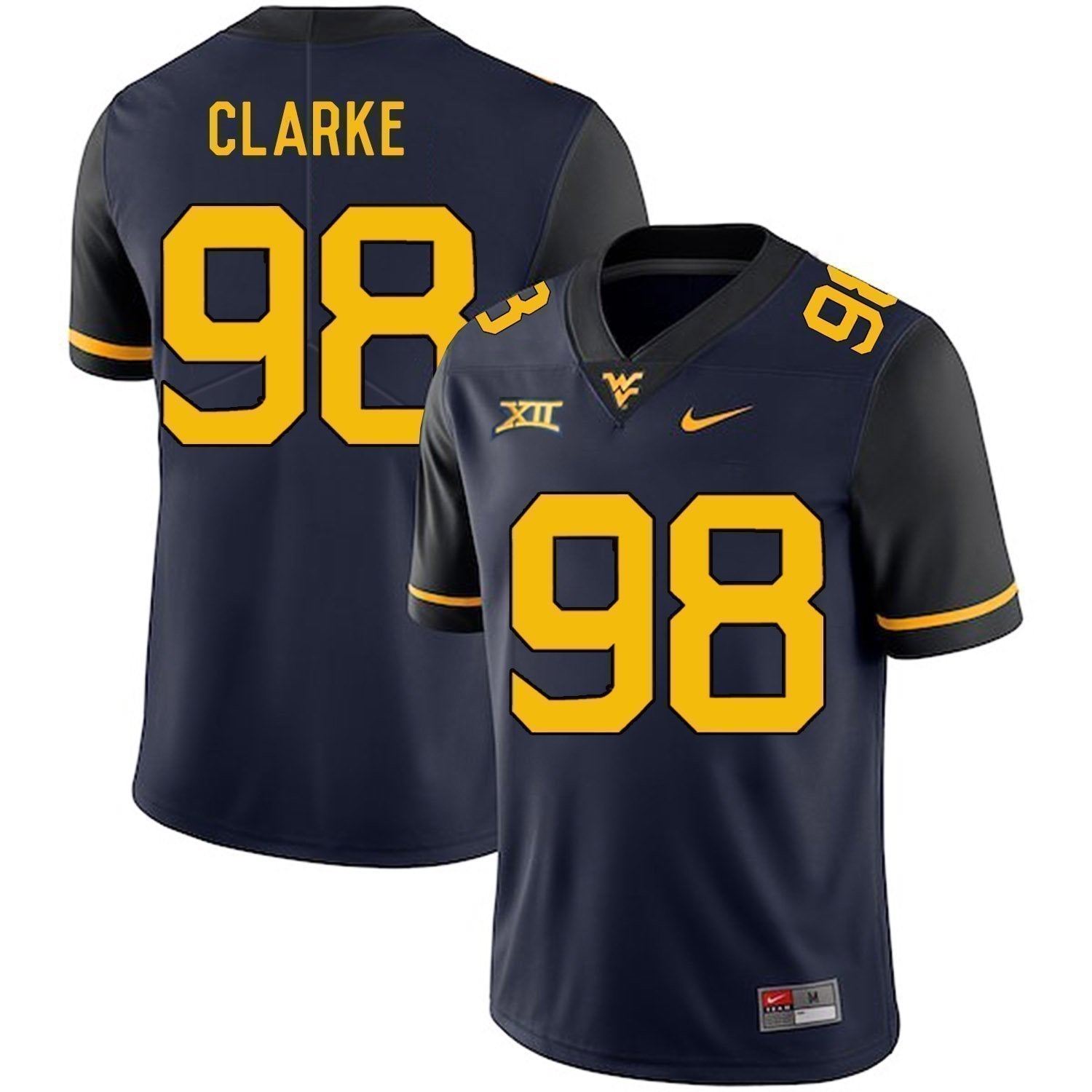 Will Clarke West Virginia Mountaineers Football Jersey - Navy
