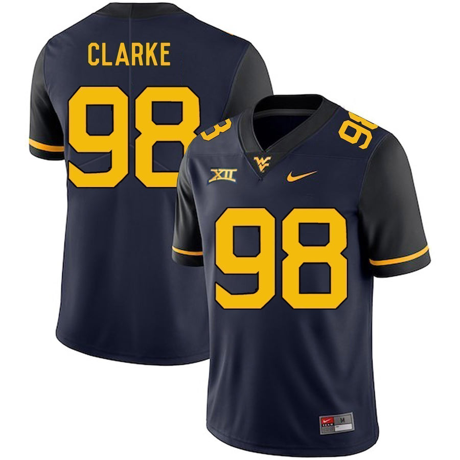 Will Clarke West Virginia Mountaineers Football Jersey - Navy