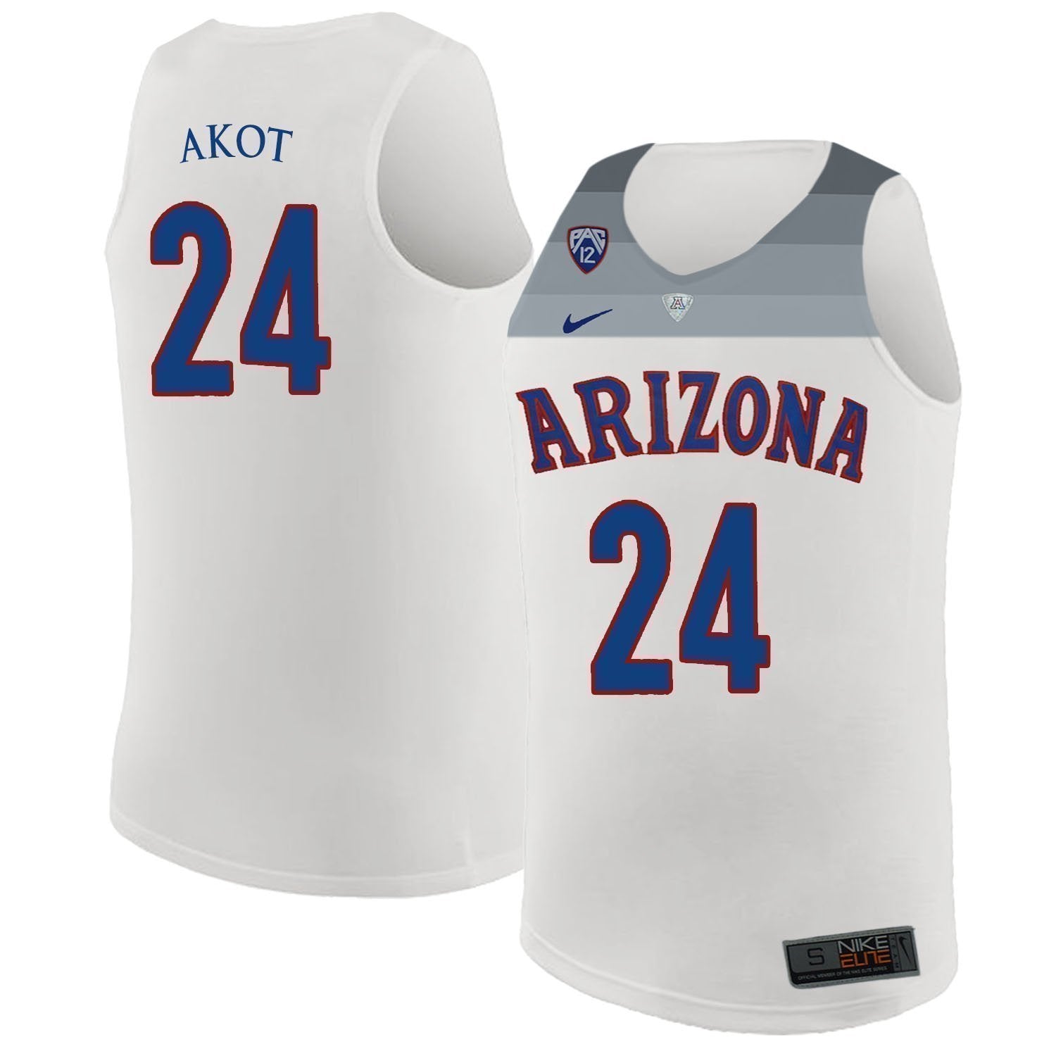 Emmanuel Akot Arizona Wildcats Basketball Jersey-White