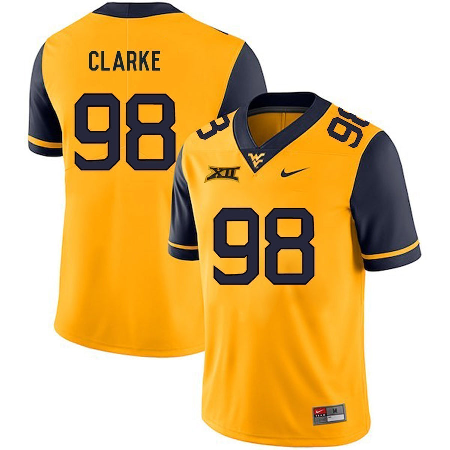 Will Clarke West Virginia Mountaineers Football Jersey - Yellow