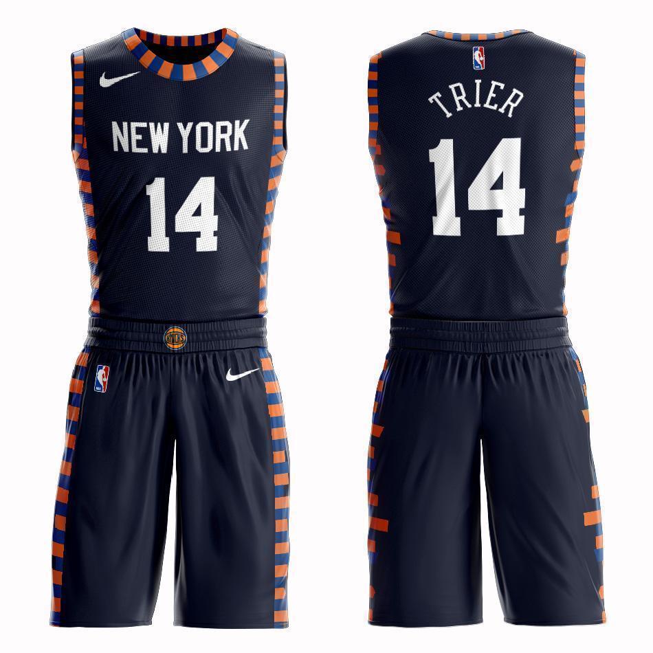 New York Knicks #14 Allonzo Trier City 2019 Jersey and Pant Set