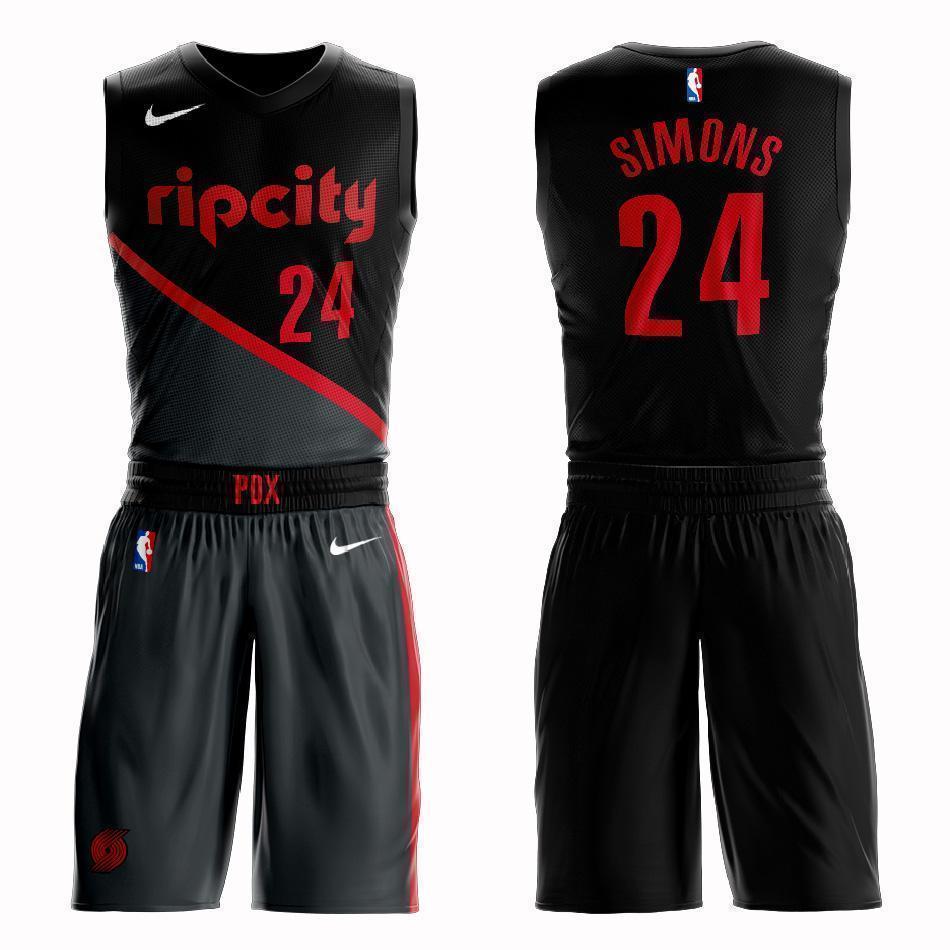 Portland Trail Blazers #24 Anfernee Simons City 2019 Jersey and Pant Set