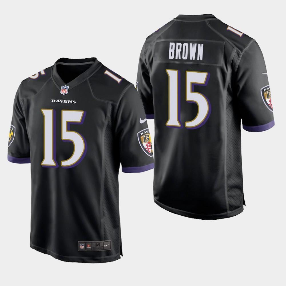 Baltimore Ravens #15 Marquise Brown 2019 Draft Game Jersey - Black