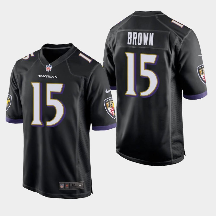 Baltimore Ravens #15 Marquise Brown 2019 Draft Game Jersey - Black