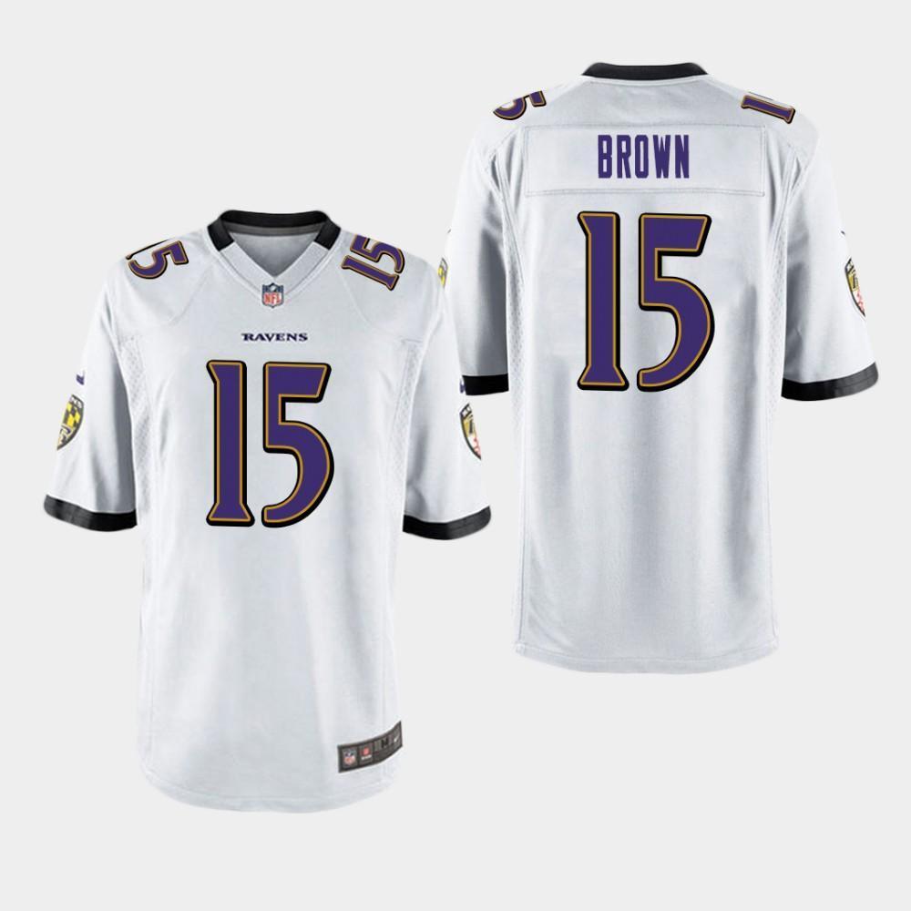 Baltimore Ravens #15 Marquise Brown 2019 Draft Game Jersey - White