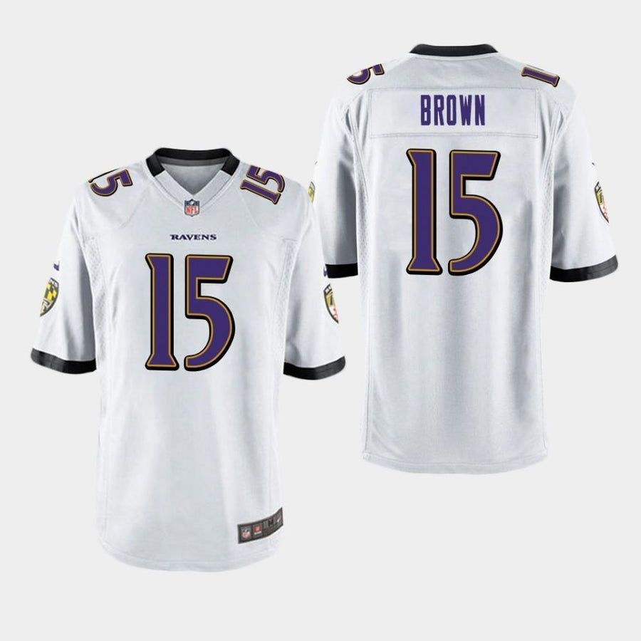 Baltimore Ravens #15 Marquise Brown 2019 Draft Game Jersey - White