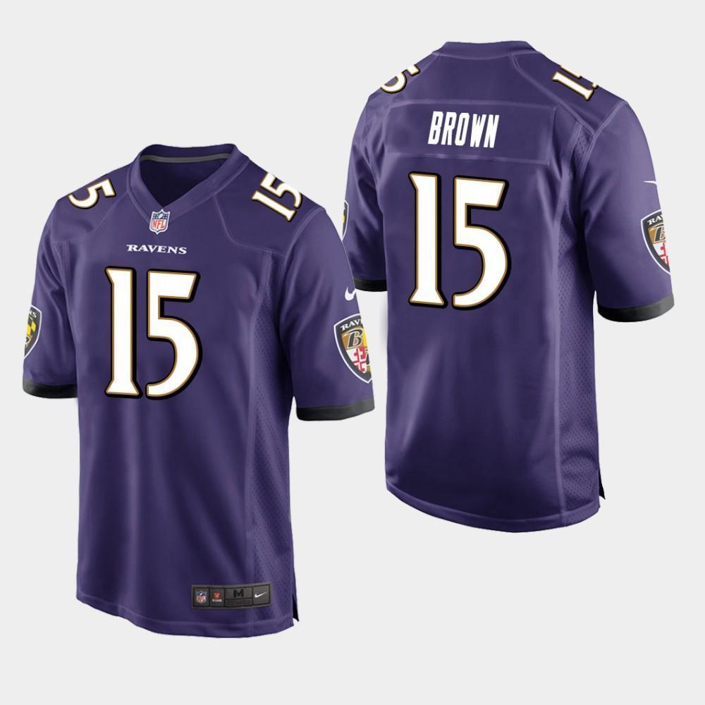 Baltimore Ravens #15 Marquise Brown 2019 Draft Game Jersey - Purple