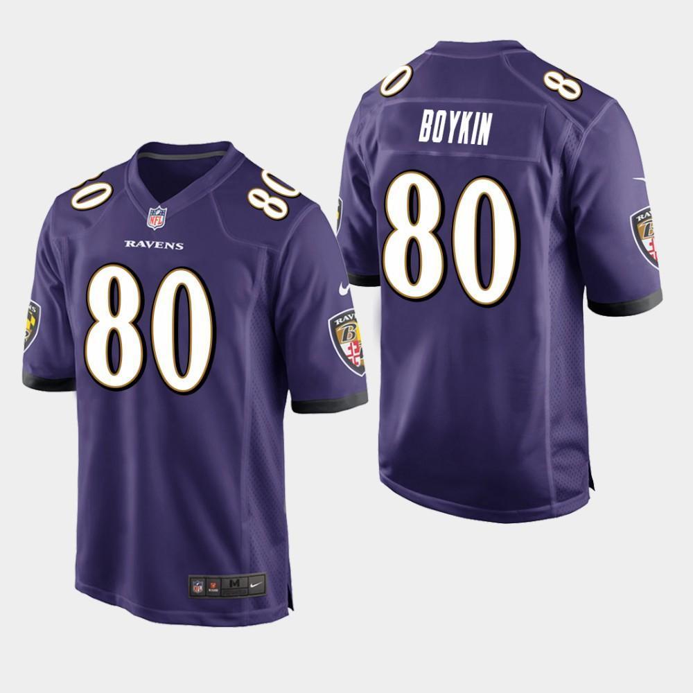 Baltimore Ravens #80 Miles Boykin 2019 Draft Game Jersey - Purple
