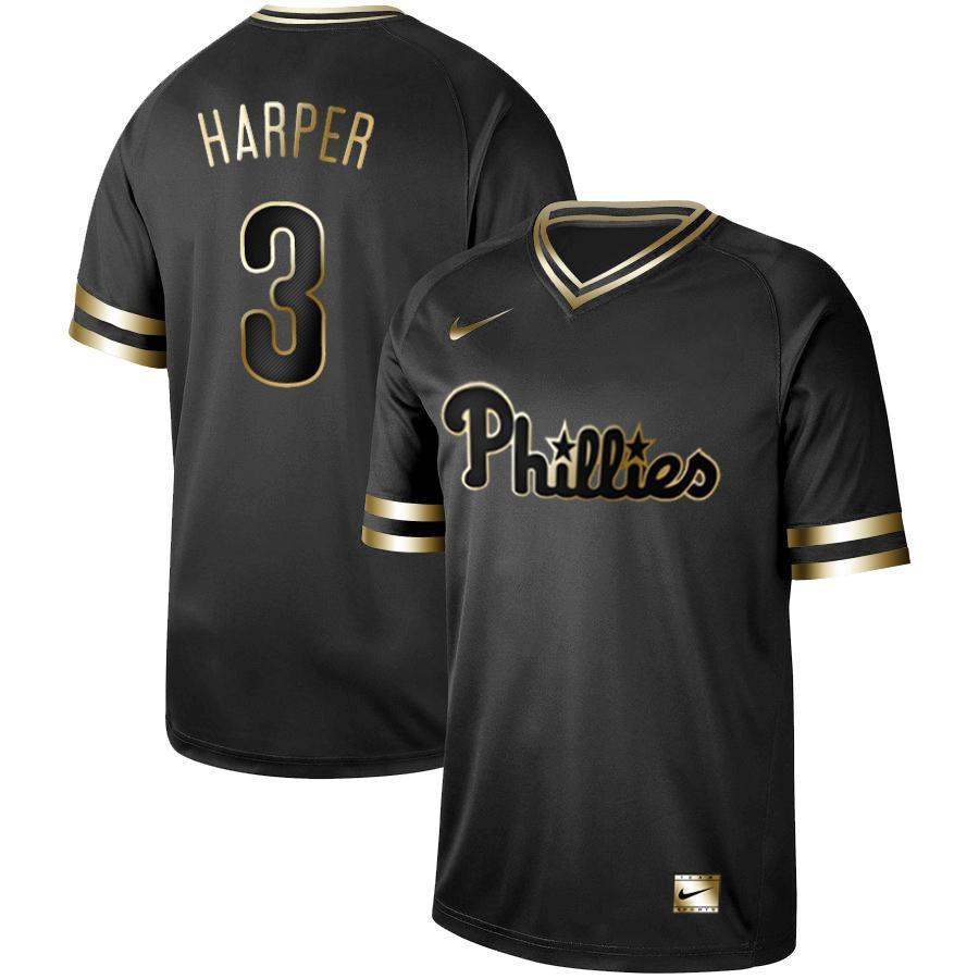 Bryce Harper Phillies New Arrival 2019 Baseball Player Black Golden Jersey