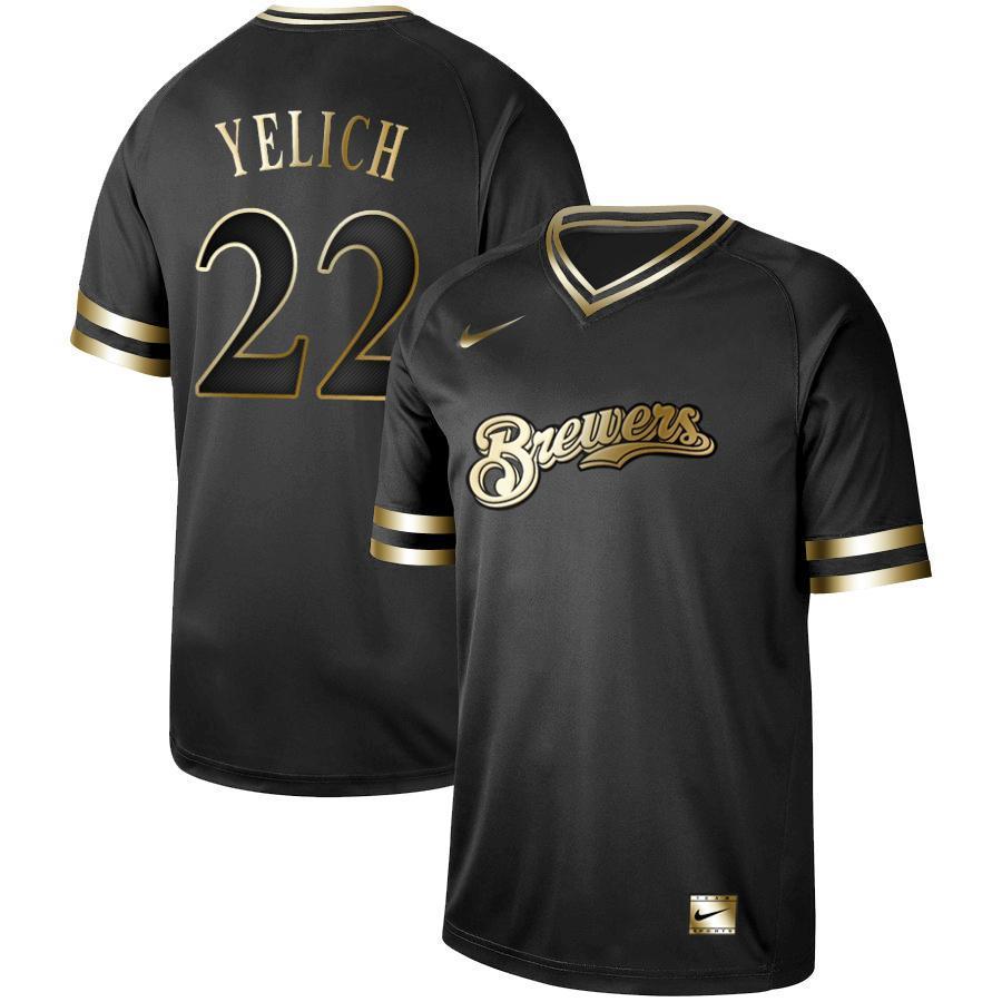 Christian Yelich Milwaukee Brewers New Arrival 2019 Baseball Player Black Golden Jersey