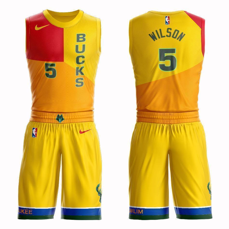 Milwaukee Bucks #5 D.J. Wilson City 2019 Jersey and Pant Set