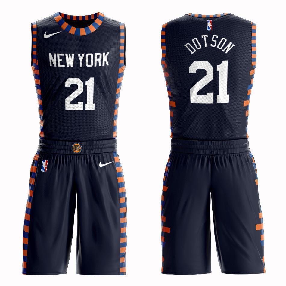 New York Knicks #21 Damyean Dotson City 2019 Jersey and Pant Set