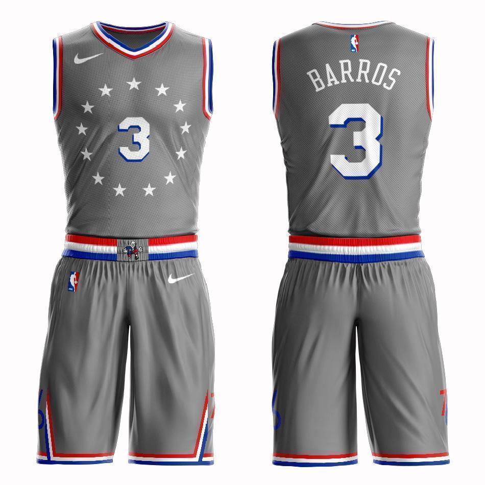 Philadelphia 76ers #3 Dana Barros City 2019 Jersey and Pant Set