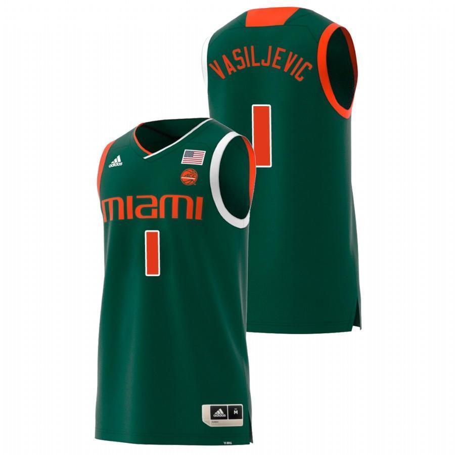 Dejan Vasiljevic Miami Hurricanes Basketball Jersey - Green