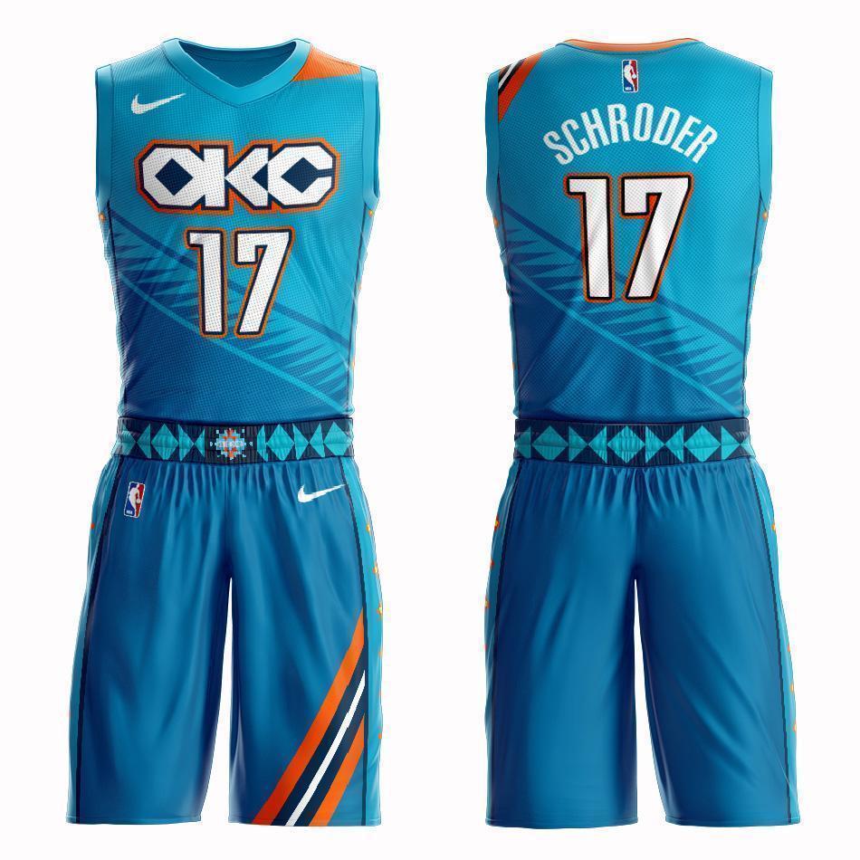 Oklahoma City Thunder #17 Dennis Schroder City 2019 Jersey and Pant Set