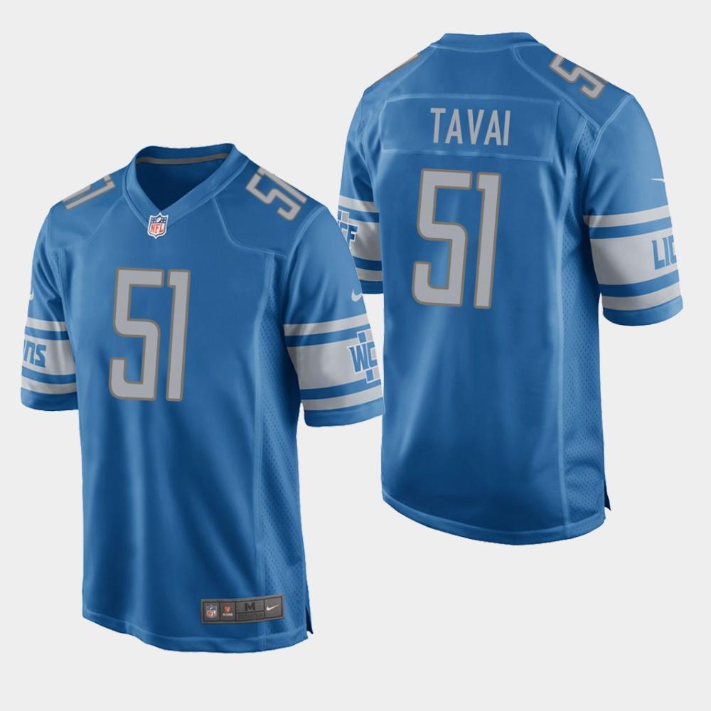 Detroit Lions #51 Jahlani Tavai 2019 Draft Game Jersey - Blue