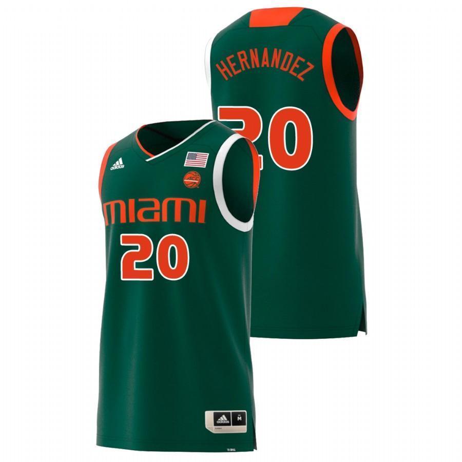 Dewan Hernandez Miami Hurricanes Basketball Jersey - Green