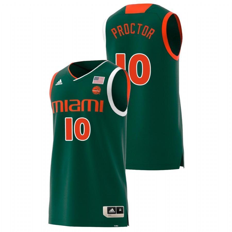 Dominic Proctor Miami Hurricanes Basketball Jersey - Green