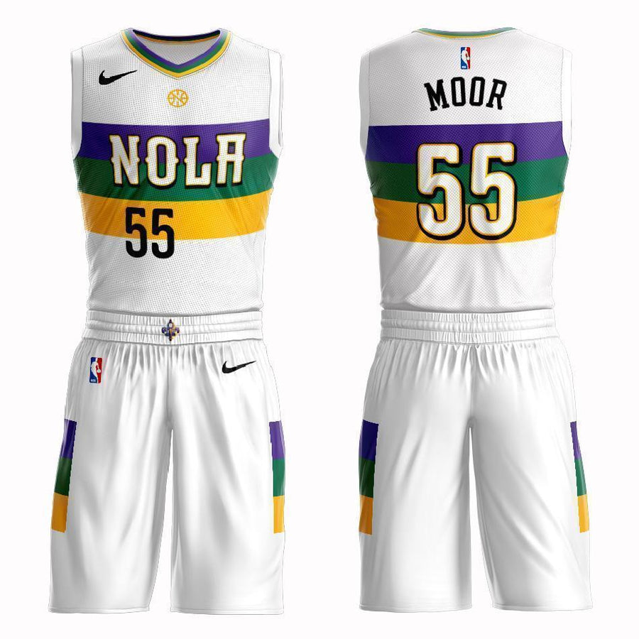 New Orleans Pelicans #55 E'Twaun Moore City 2019 Jersey and Pant Set