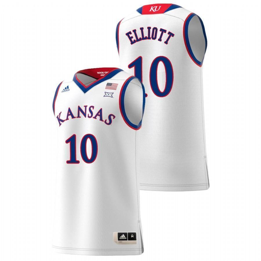 Elijah Elliott Kansas Jayhawks Basketball Jersey - White