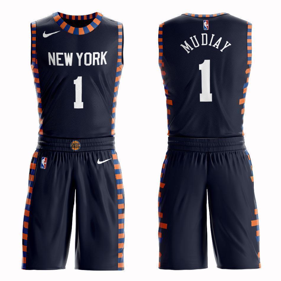 New York Knicks #1 Emmanuel Mudiay City 2019 Jersey and Pant Set
