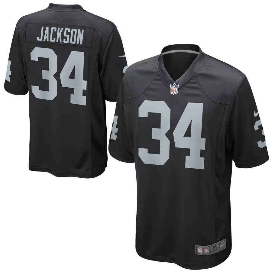 Bo Jackson 34 Oakland Raiders Black Retired Player Game Jersey