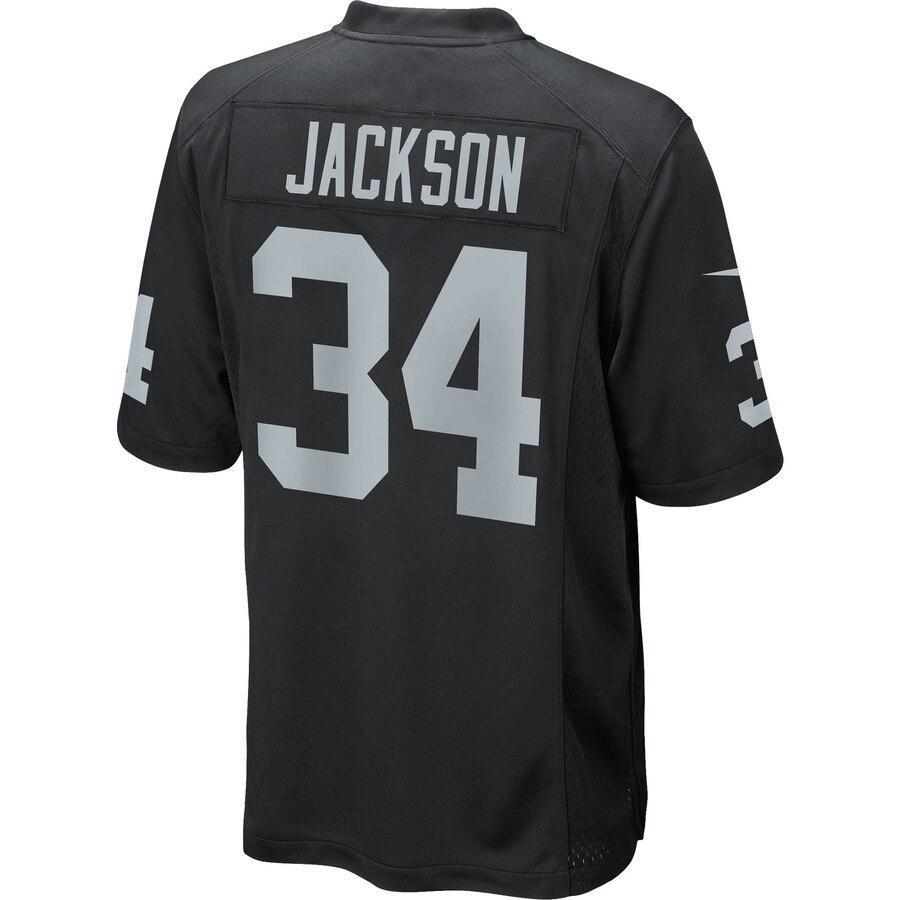 Bo Jackson 34 Oakland Raiders Black Retired Player Game Jersey