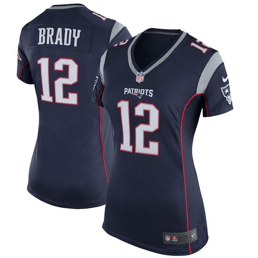 Tom Brady 12 New England Patriots Women's Navy Blue Game Jersey