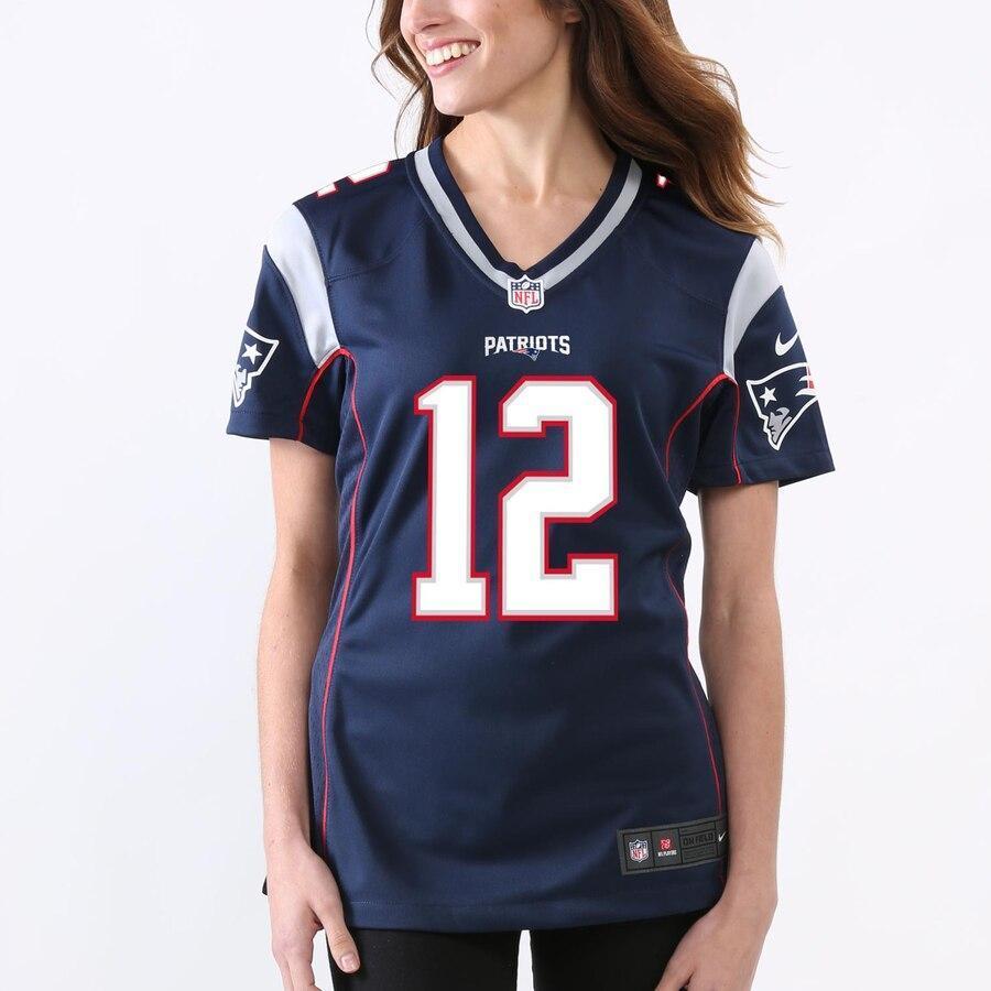 Tom Brady 12 New England Patriots Women's Navy Blue Game Jersey
