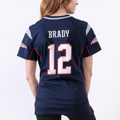 Tom Brady 12 New England Patriots Women's Navy Blue Game Jersey