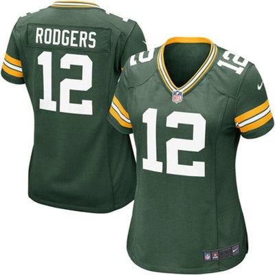 Aaron Rodgers 12 Green Bay Packers Women's Green Game Jersey