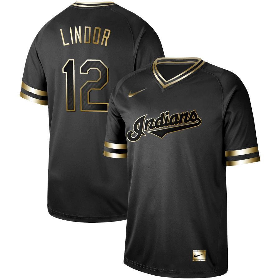 Francisco Lindor Mr Smile Cleveland Indians New Arrival 2019 Baseball Player Black Golden Jersey