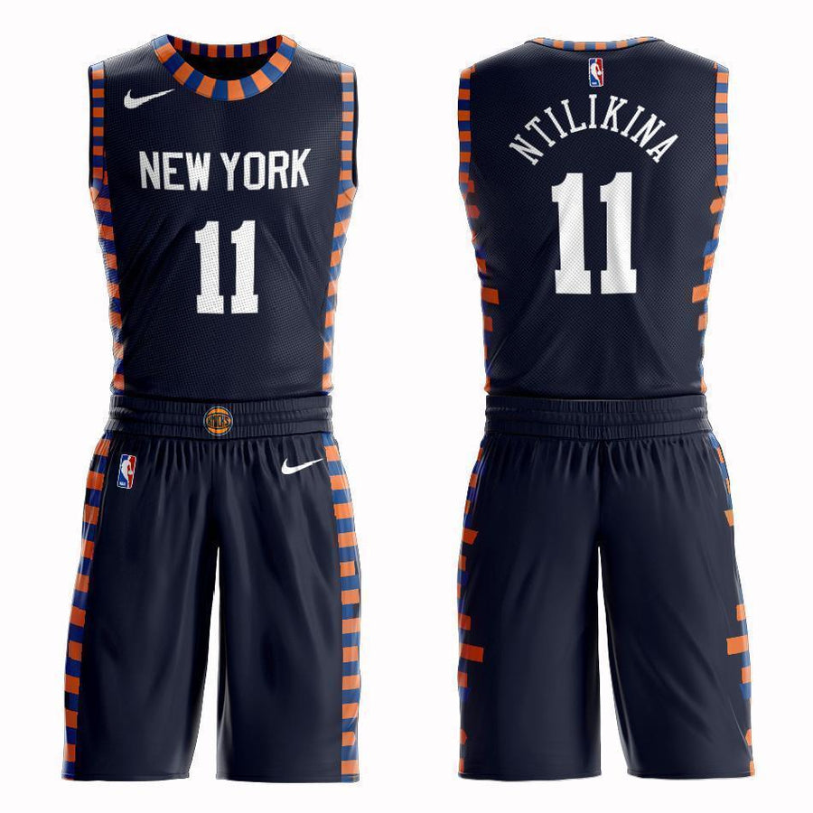 New York Knicks #11 Frank Ntilikina City 2019 Jersey and Pant Set