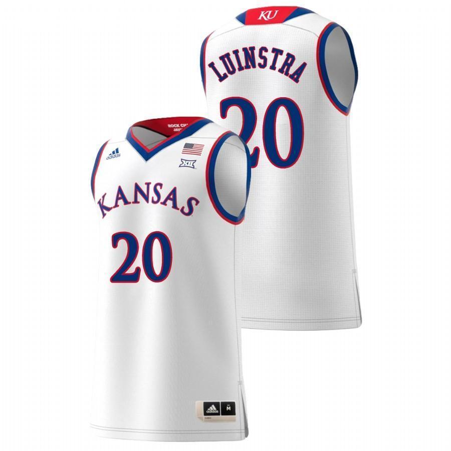 Garrett Luinstra Kansas Jayhawks Basketball Jersey - White