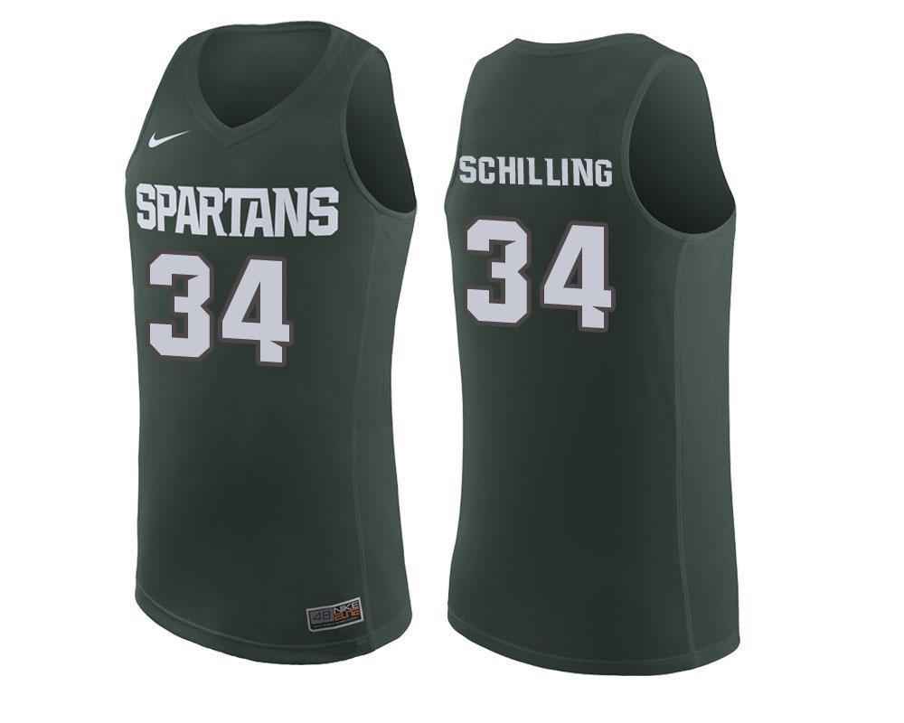 Gavin Schilling Michigan State Spartans Basketball Jersey - Green