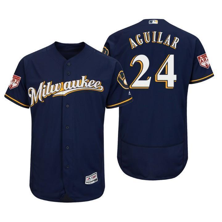 Jesus Aguilar Milwaukee Brewers 2019 Spring Training Baseball Player Jersey