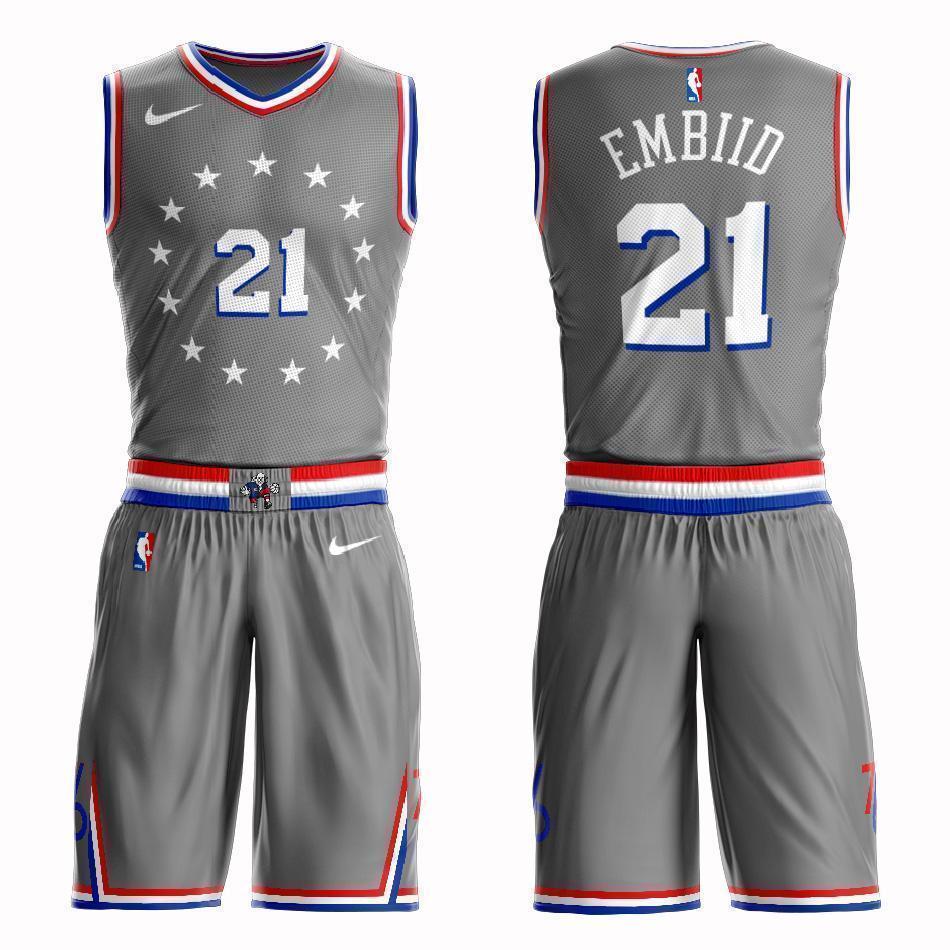 Philadelphia 76ers #21 Joel Embiid City 2019 Jersey and Pant Set
