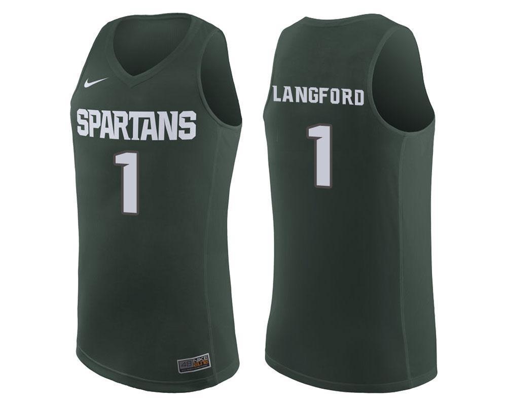 Joshua Langford Michigan State Spartans Basketball Jersey - Green