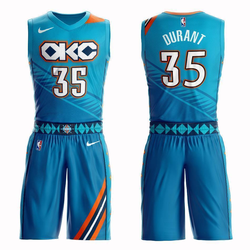 Oklahoma City Thunder #35 Kevin Durant City 2019 Jersey and Pant Set