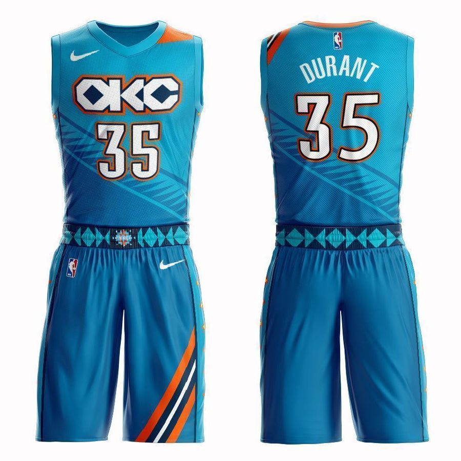 Oklahoma City Thunder #35 Kevin Durant City 2019 Jersey and Pant Set