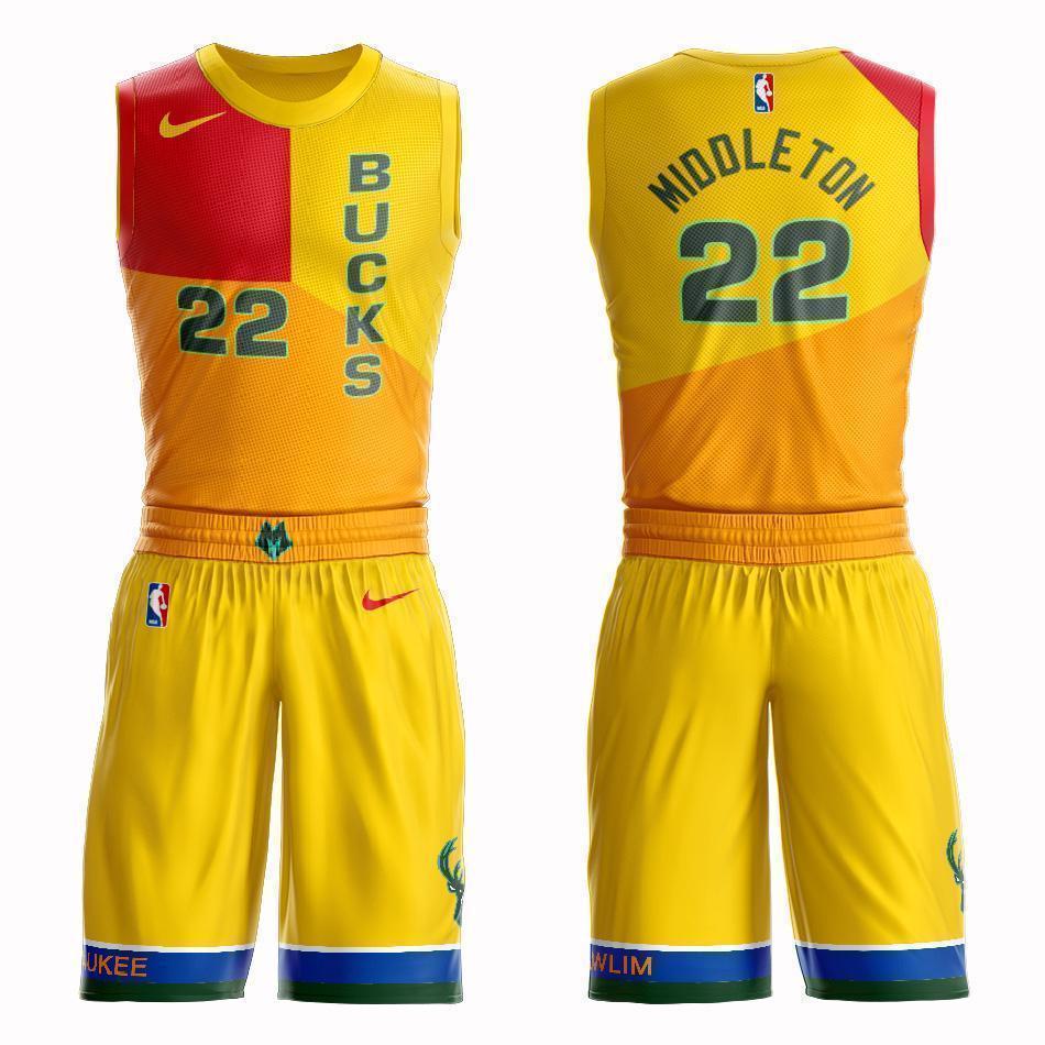 Milwaukee Bucks #22 Khris Middleton City 2019 Jersey and Pant Set